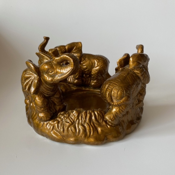 Vintage CIRCLE OF ELEPHANTS Ceramic Pillar Candle Holder - Picture 7 of 7